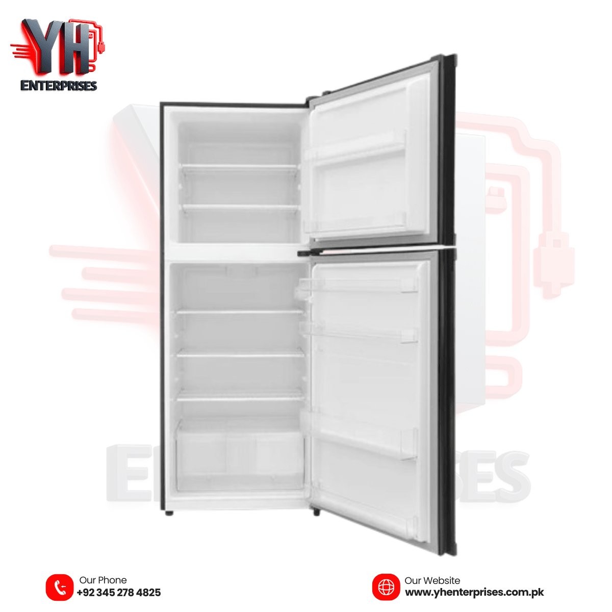 Dawlance 9173 ACCE PRO Crimson Red Glass Door Double Door Refrigerator - yhenterprises