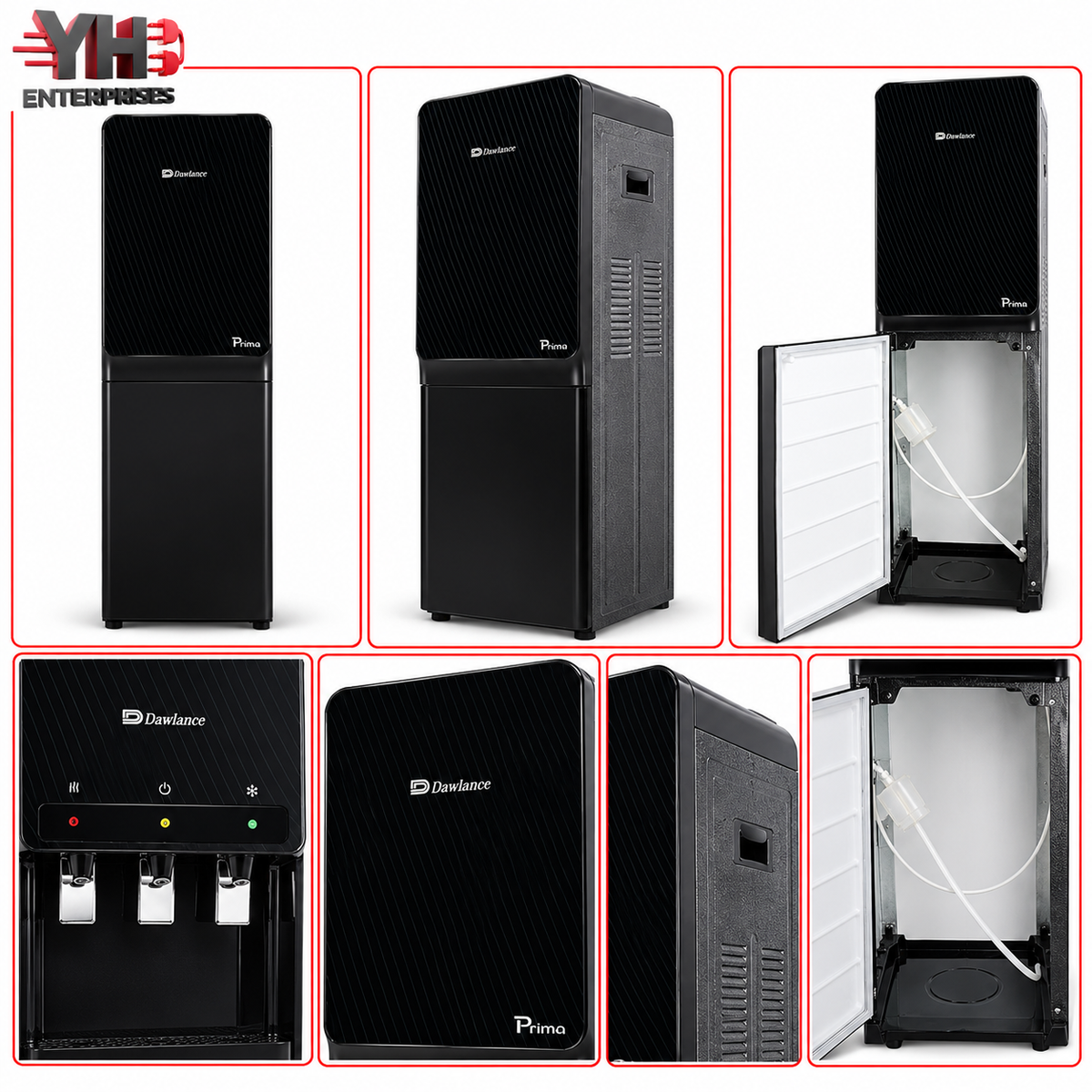 Dawlance DBD-1035 Black Glass Door Bottom Load Water Dispenser with Auto Refill Technology, Empty Bottle Alarm and Stainless Steel Tank in Pakistan | YH Enterprises