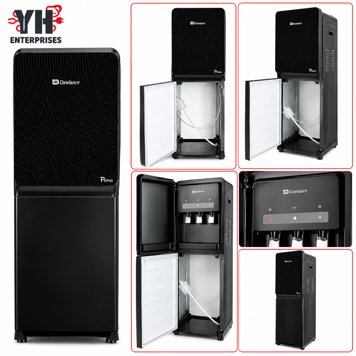 Dawlance DBD-1035 Black Glass Door Bottom Load Water Dispenser with Auto Refill Technology, Empty Bottle Alarm and Stainless Steel Tank in Pakistan | YH Enterprises