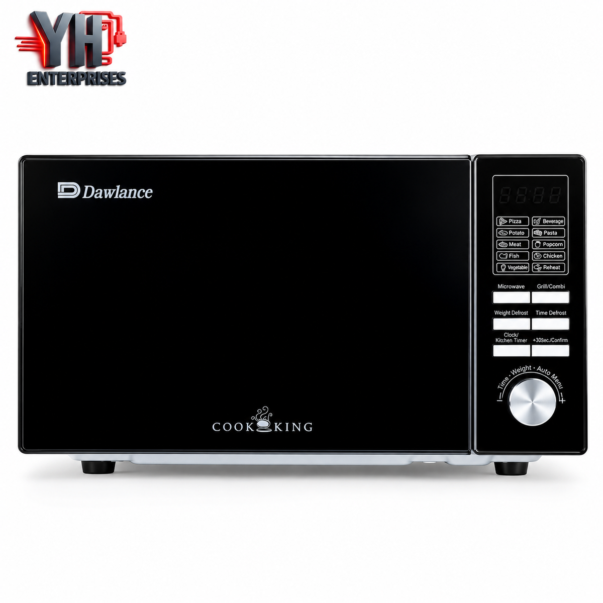 Dawlance DW-128-G 28-Litre Black Grilling Microwave Oven with 900W Power, Digital Display, 5 Power Levels, 2 Combination Modes and Child Lock | YH Enterprises