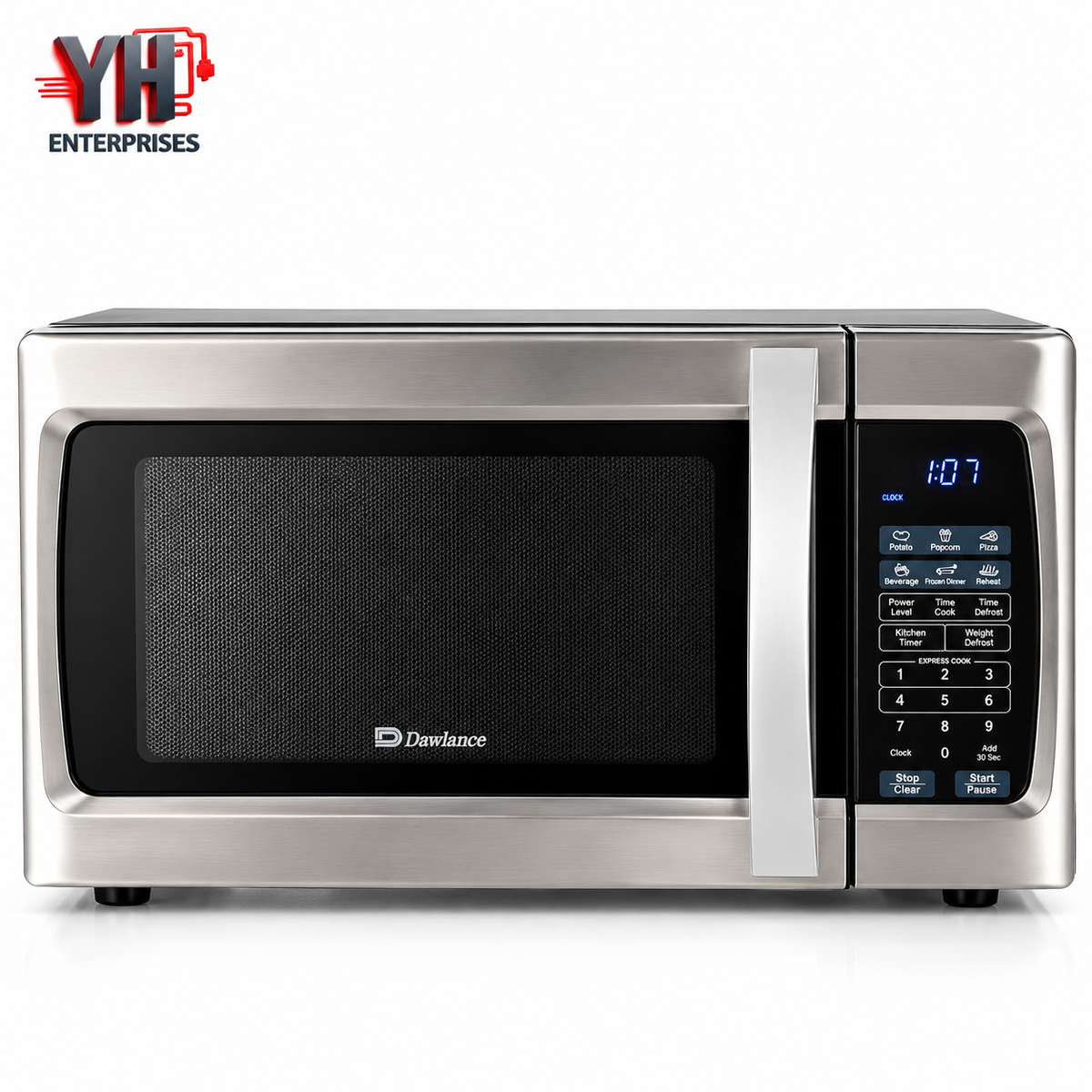 Dawlance DW-132 S 32-Litre Silver Digital Solo Heating Microwave Oven with 900W Power, 10 Power Levels, Auto Cook and Child Lock in Pakistan | YH Enterprises