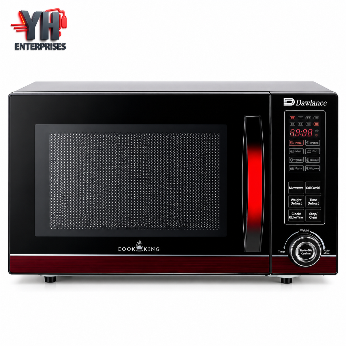 Dawlance DW-133-G 30-Litre Black and Red Grilling Microwave Oven with 900W Power, Digital Display, Built-In Recipes and Child Lock | YH Enterprises
