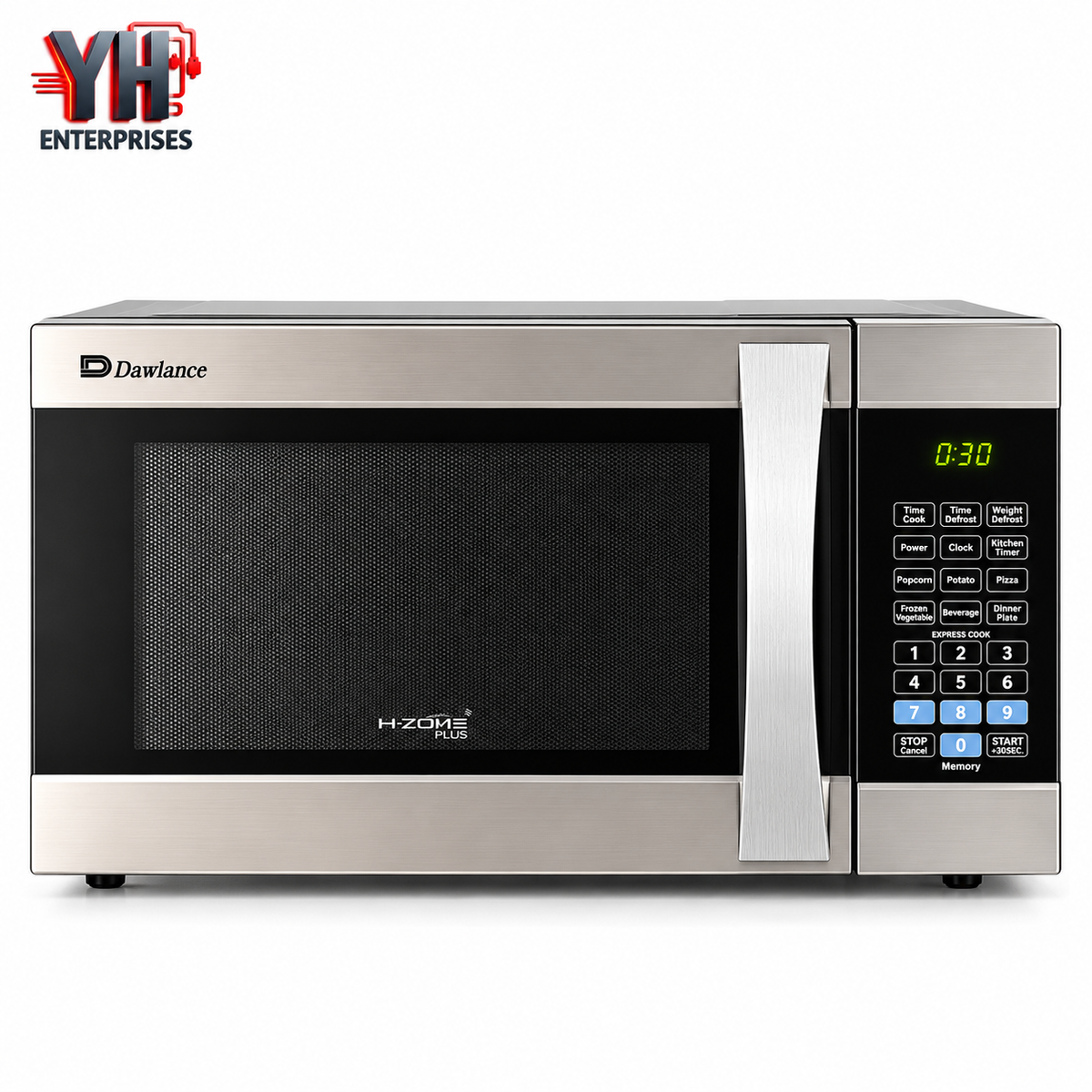 Dawlance DW-162-HZP 62-Litre Silver Heating Microwave Oven with Digital Display, 10 Power Levels, Auto Menus and Child Lock in Pakistan | YH Enterprises