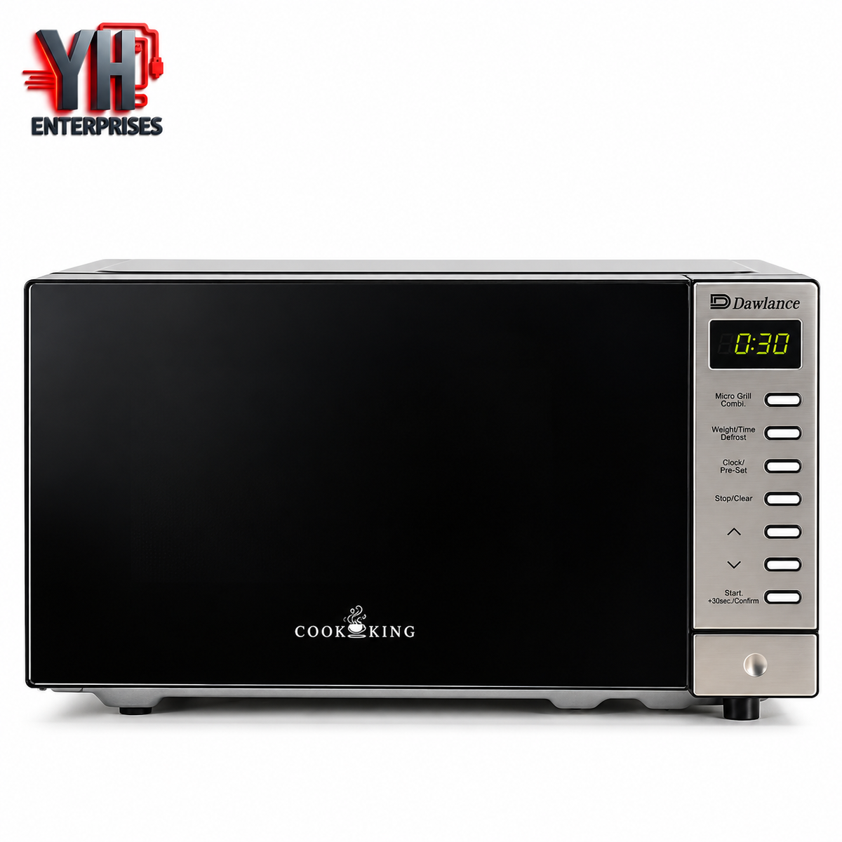 Dawlance DW-297-GSS 20-Litre Black Grilling Microwave Oven with Digital Display, 700W Power, 5 Power Levels, Auto Menus and Child Lock | YH Enterprises