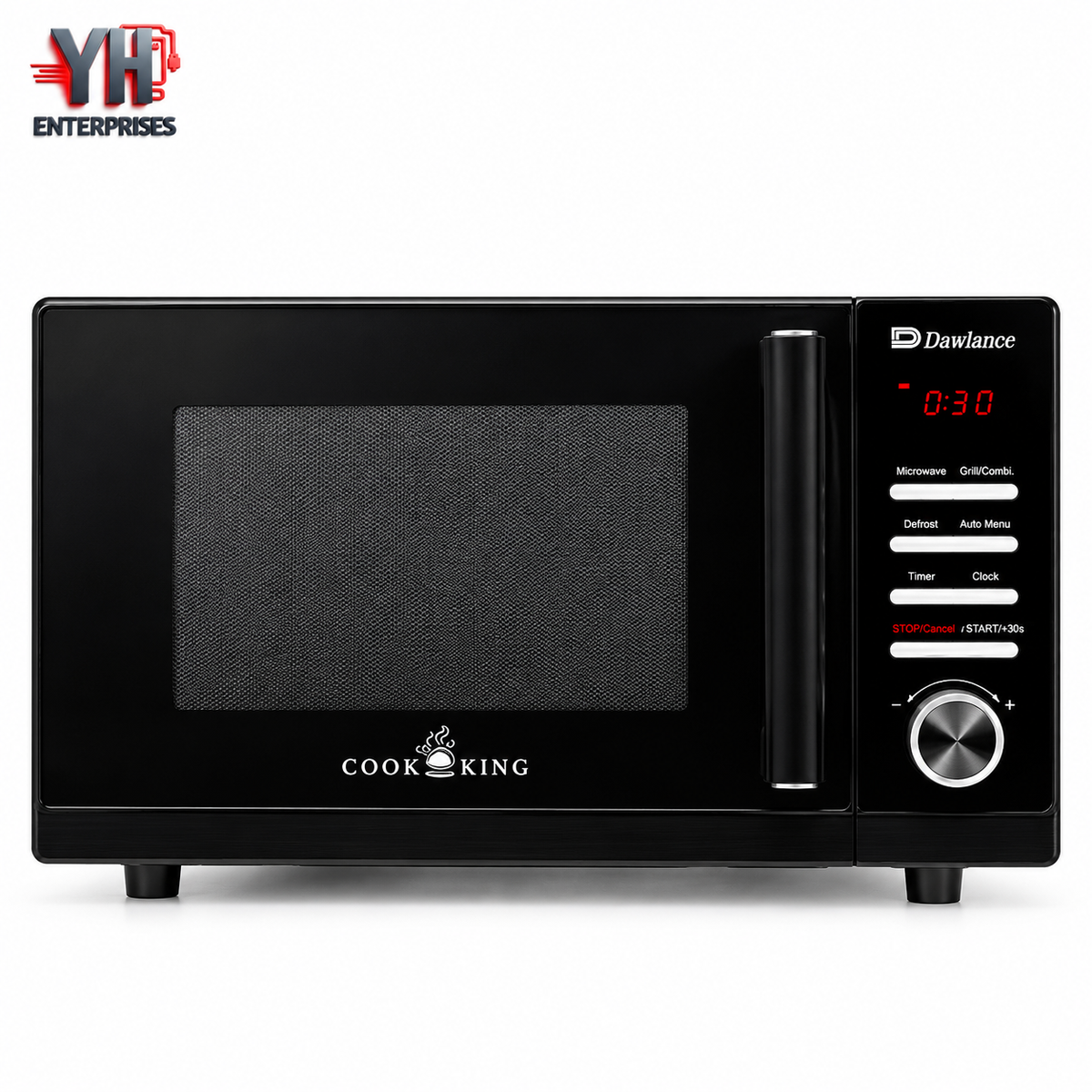Dawlance DW-393 G 23-Litre Black Grilling Microwave Oven with Digital Display, 800W Power, Built-In Recipes and Child Lock in Pakistan | YH Enterprises