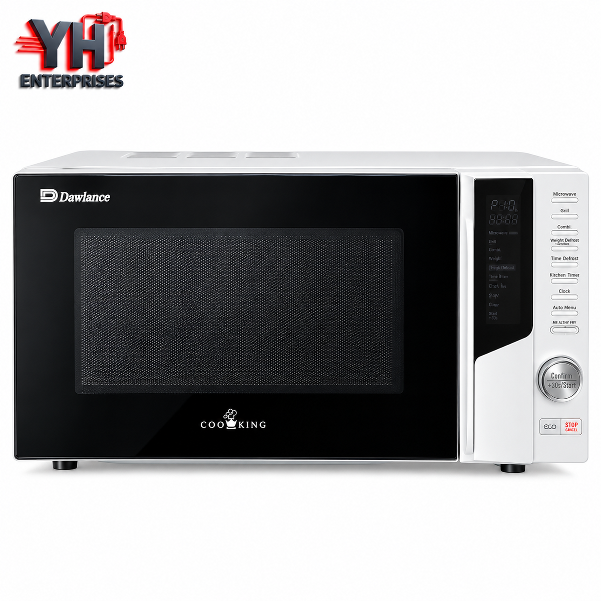 Dawlance DW-550 AF 30-Litre Black and White Air Fryer Combination Microwave Oven with 900W Power, Digital Display, Convection Cooking, Grill and Healthy Fry Menus | YH Enterprises