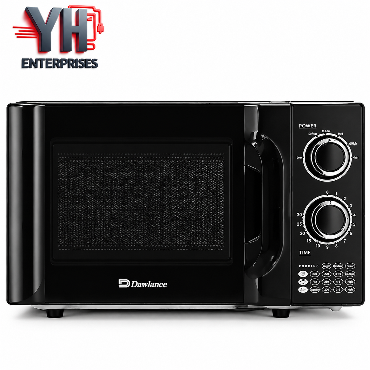 Dawlance DW-MD-4-N Black 20-Litre Solo Heating Microwave Oven with 700W Power, Mechanical Controls, 6 Power Levels and Timer in Pakistan | YH Enterprises