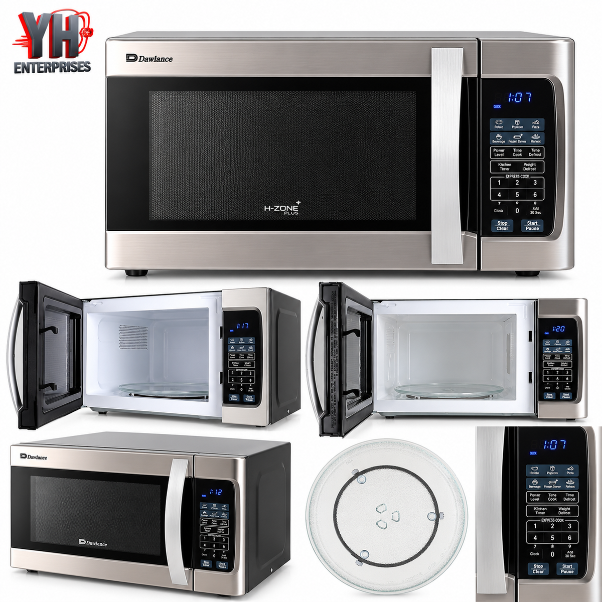 Dawlance DW-132 S Silver 32-Litre Digital Microwave Oven with Express Cooking, Multi-Stage Cooking, Weight and Time Defrost and Auto Cook by Servings | YH Enterprises