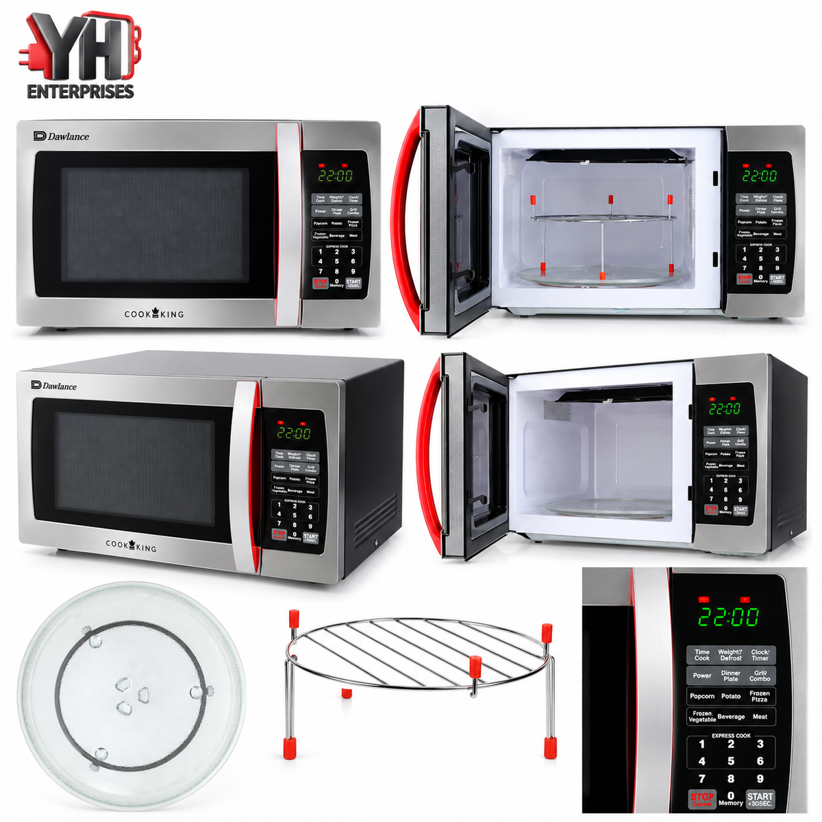Dawlance DW-136-G Silver 36-Litre Digital Grill Microwave with 1000W Power, 2 Combination Modes, Weight and Time Defrost, Memory Function and Child Safety Lock | YH Enterprises