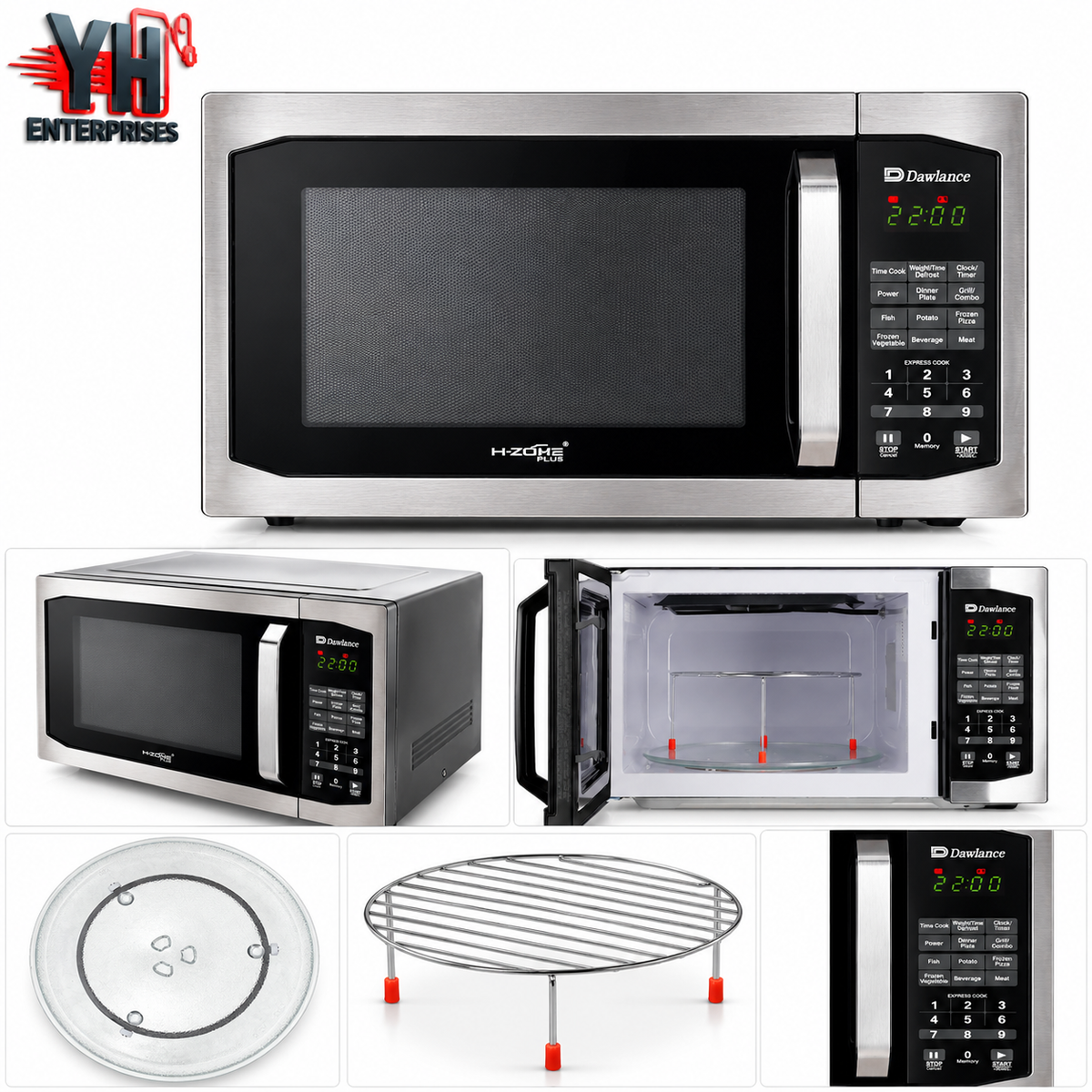 Dawlance DW-142-HZP Silver 42-Litre Digital Grill Microwave with Express Cooking, Weight and Time Defrost, Memory Function and Child Safety Lock | YH Enterprises