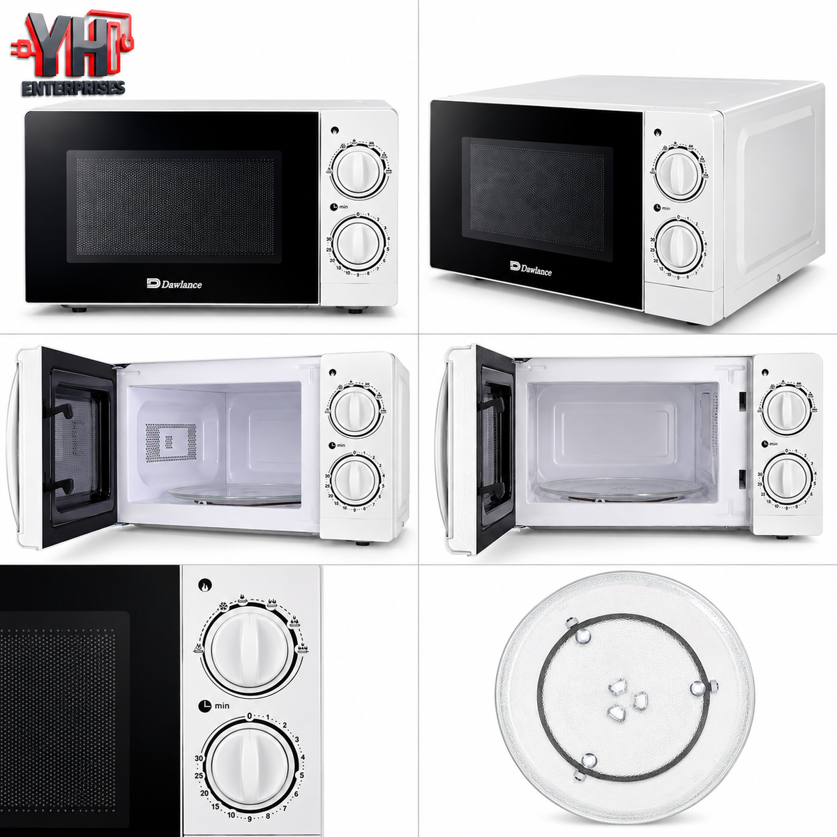 Dawlance DW-220 S White 20-Litre Solo Microwave Oven with Mechanical Controls, 700W Heating Power and Compact Freestanding Design | YH Enterprises
