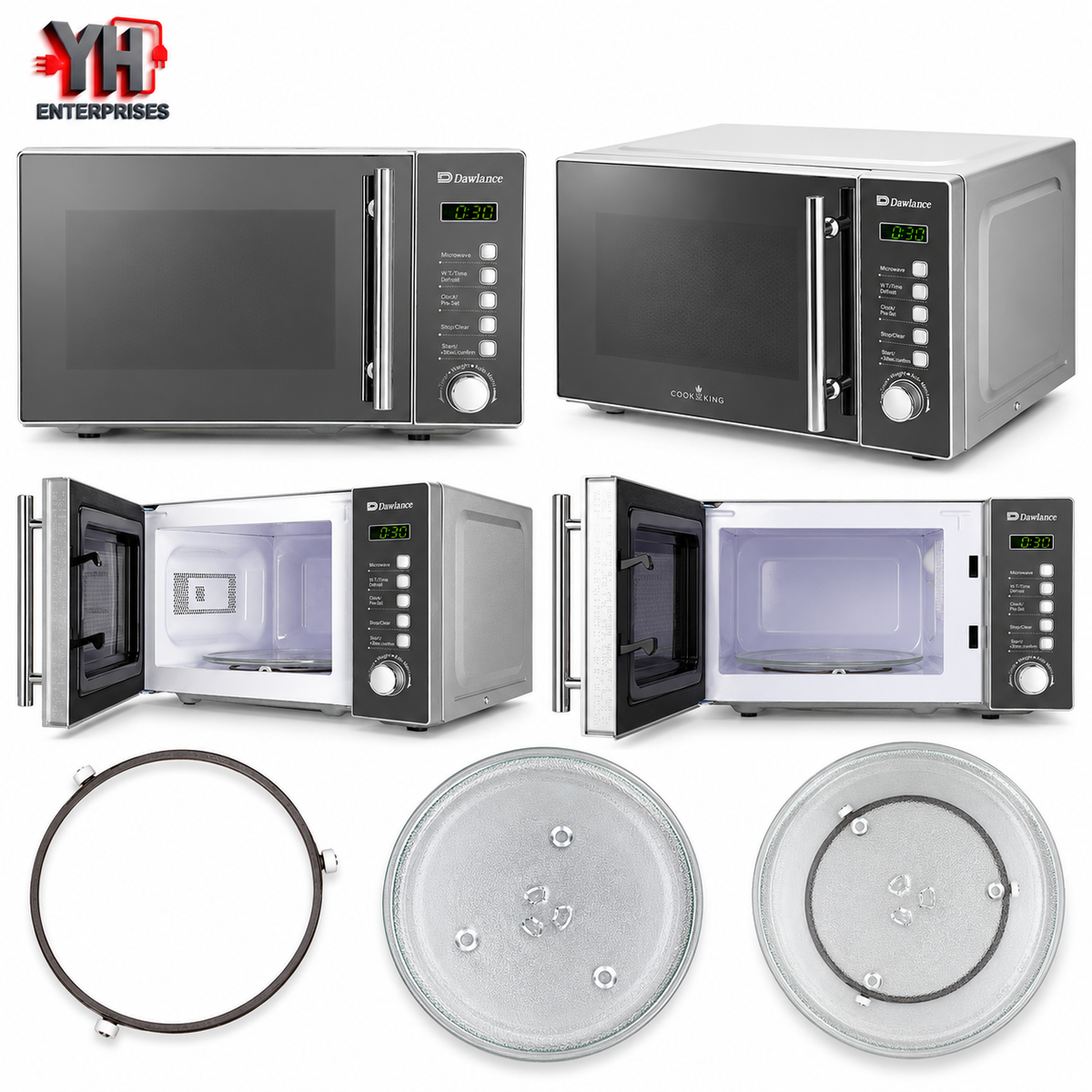 Dawlance DW-295 Silver 20-Litre Solo Heating Microwave Oven with 700W Power, 5 Power Levels, Digital Controls, Defrost Function and Child Lock | YH Enterprises