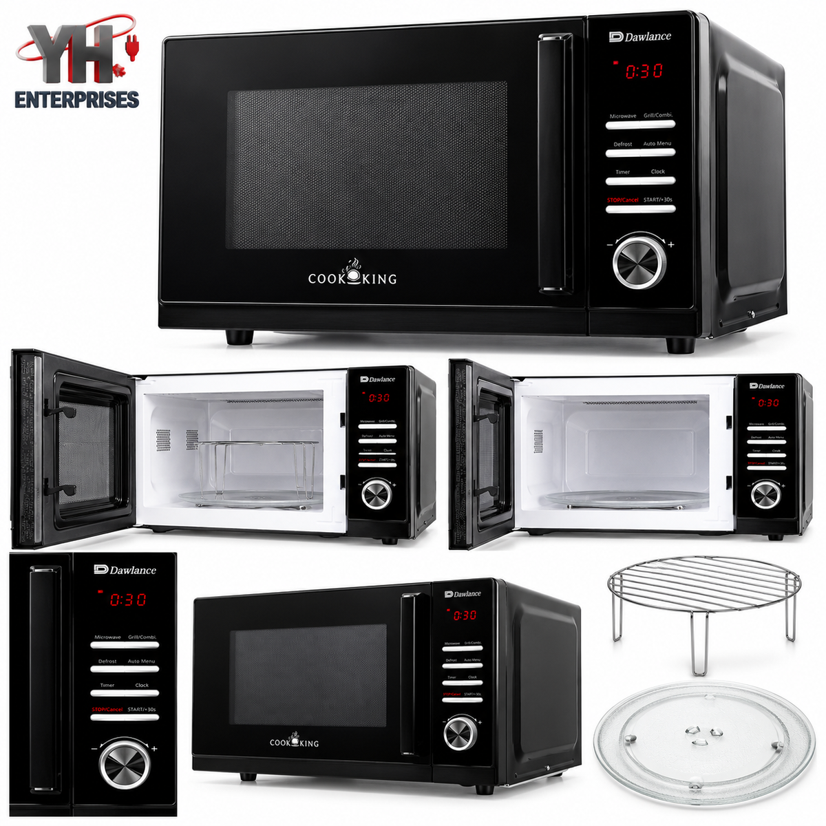 Dawlance DW-393 G Black 23-Litre Microwave with Grill Function, Digital Controls, Built-In Pakistani and International Recipes and Child Safety Lock | YH Enterprises