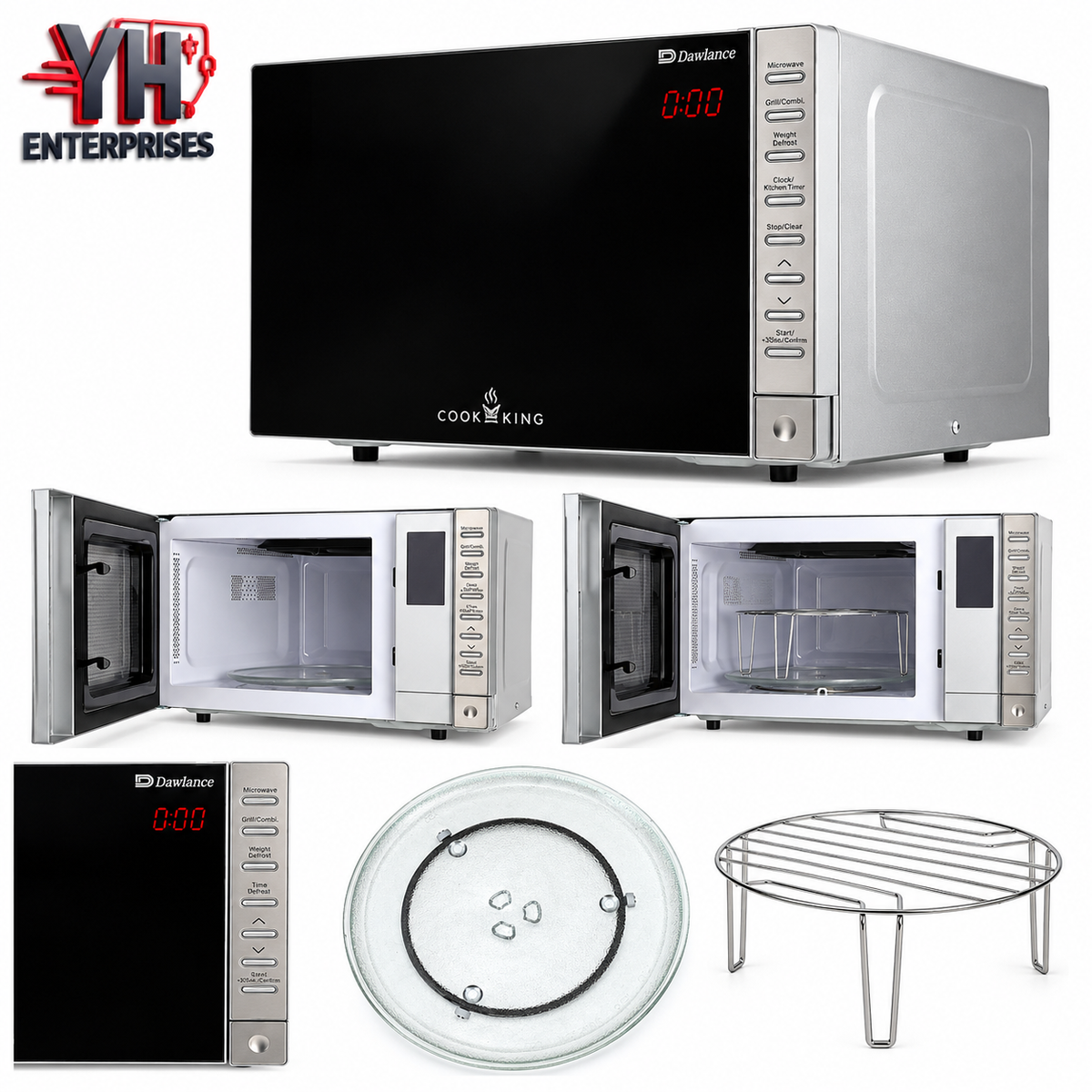 Dawlance DW 393 GSS Black 23-Litre Digital Grill Microwave with Express Cooking, Weight and Time Defrost, Auto Menus, Multi-Stage Cooking and Grill Rack | YH Enterprises