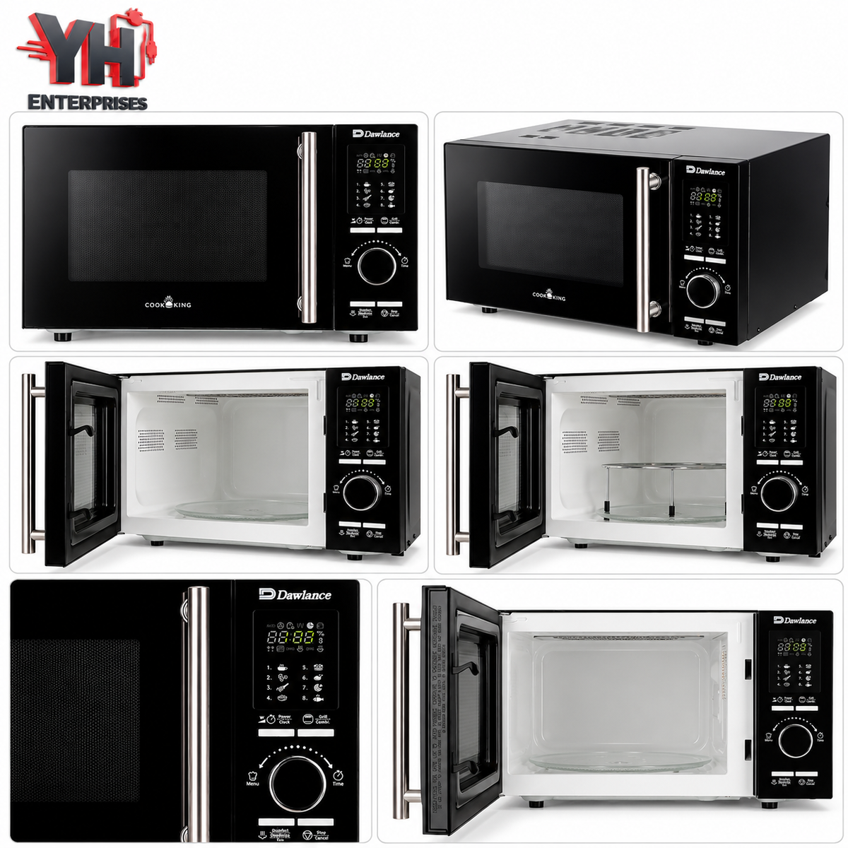 Dawlance DW 395 HCG Black 25-Litre Grill Microwave with Digital Display, Pakistani and International Recipe Settings, Hygiene Care Function and Child Safety Lock | YH Enterprises