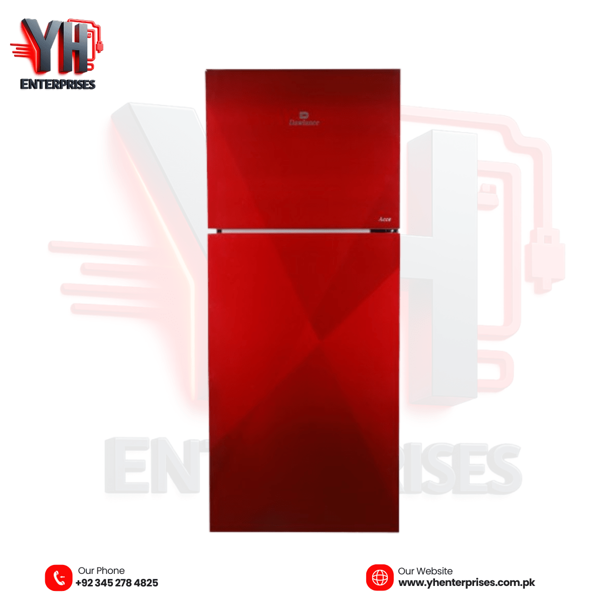 Dawlance REF 9178 Acce Coral Red Double Door Refrigerator - yhenterprises