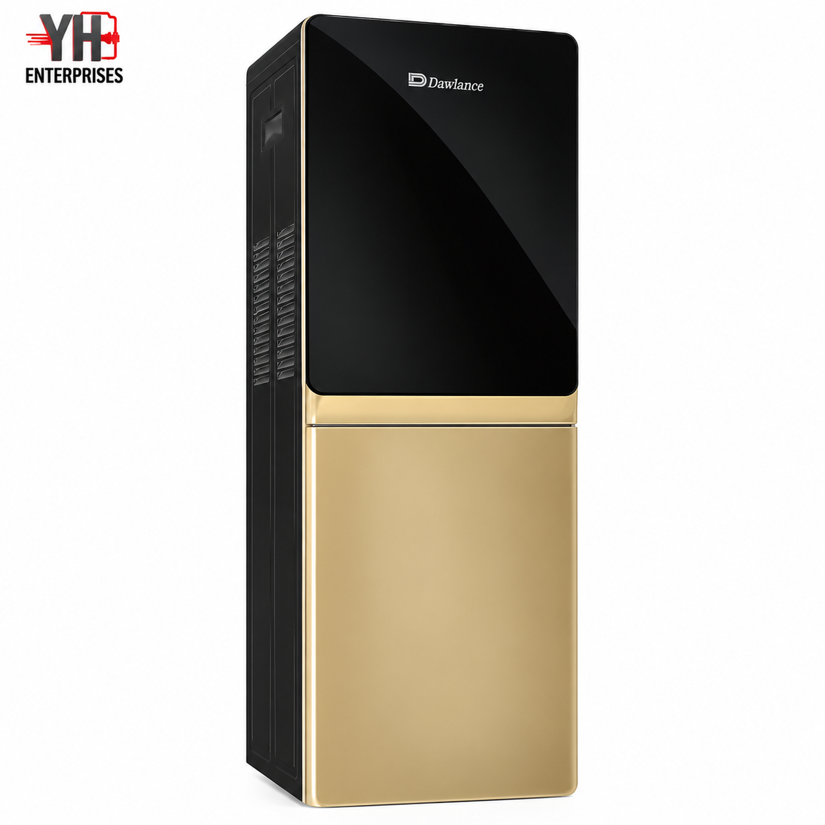 Dawlance WD-1051 Champagne Water Dispenser with Premium Glass Door, Stainless Steel Tanks, Three Water Taps and Built-in Refrigerator Compartment in Pakistan | YH Enterprises