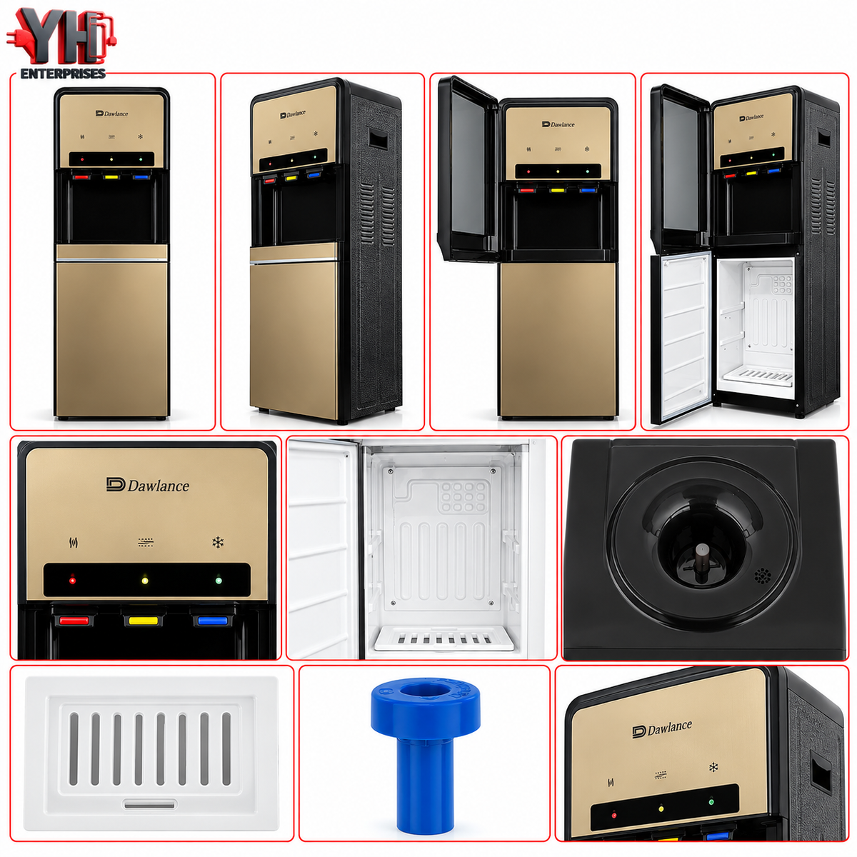 Dawlance WD-1060 WGR Champagne Top Load Water Dispenser with Built-in Refrigerator Compartment and Hot, Normal and Cold Water Taps in Pakistan | YH Enterprises