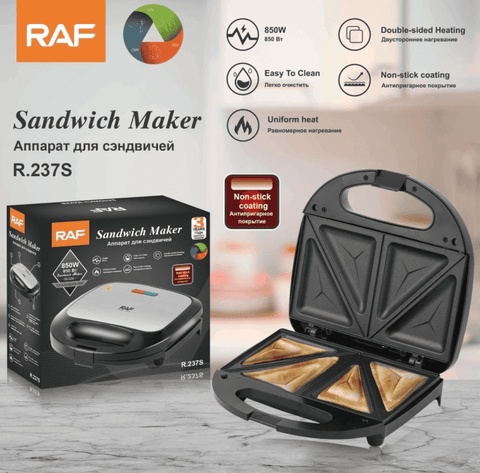 RAF Sandwich Maker R-237S 850W (2 Slice) Panini Maker Grilled Cheese Machine, Tuna Melt Brand Warranty