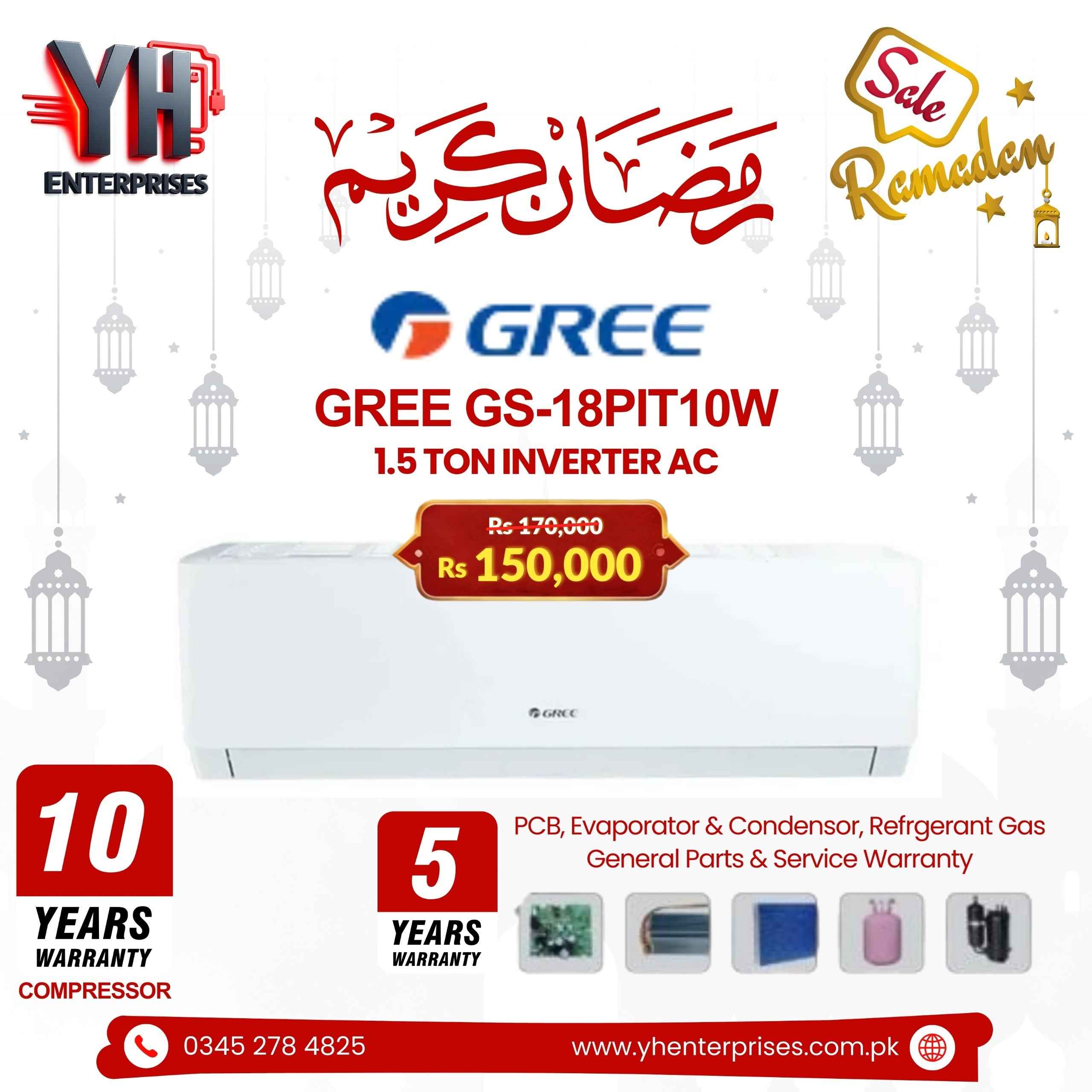 GREE GS-18PIT10W Split AC – Pular Series (1.5 Ton, Cool Only)
