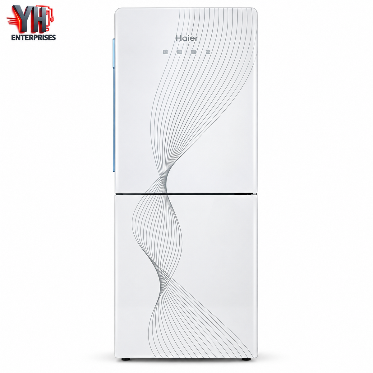 Haier HDR-TC2C1GS-PK Silver Glass Water Dispenser with Two Hot and Cold Taps, Stainless Steel Tanks and Built-in Refrigerator Cabinet in Pakistan | YH Enterprises