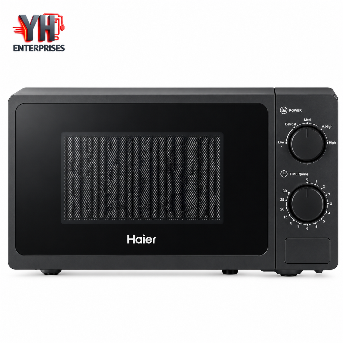 Haier HGL-25MXP9 25L Black Solo Microwave Oven with 700W Power, Five Power Levels, Mechanical Controls and Speed and Weight Defrost at Best Price in Karachi, Pakistan | YH Enterprises