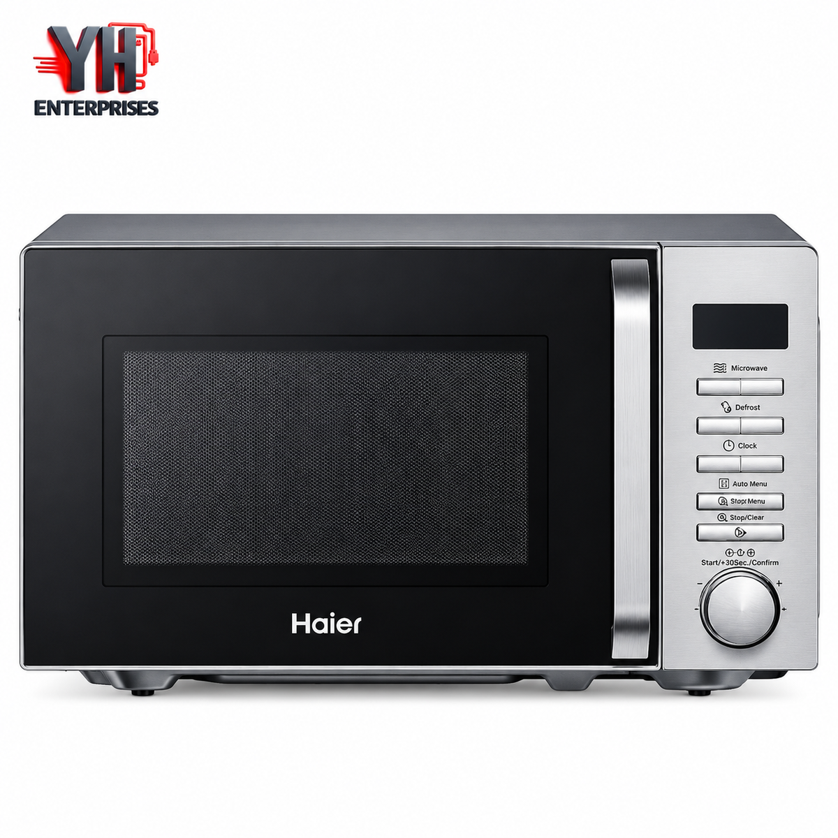 Haier HMW-20DGS 20L Silver Grill Microwave Oven with 1300W Grill Power, Digital Controls, Intelligent Chef Auto Menu, LED Internal Light and Speed and Weight Defrost at Best Price in Karachi, Pakistan | YH Enterprises