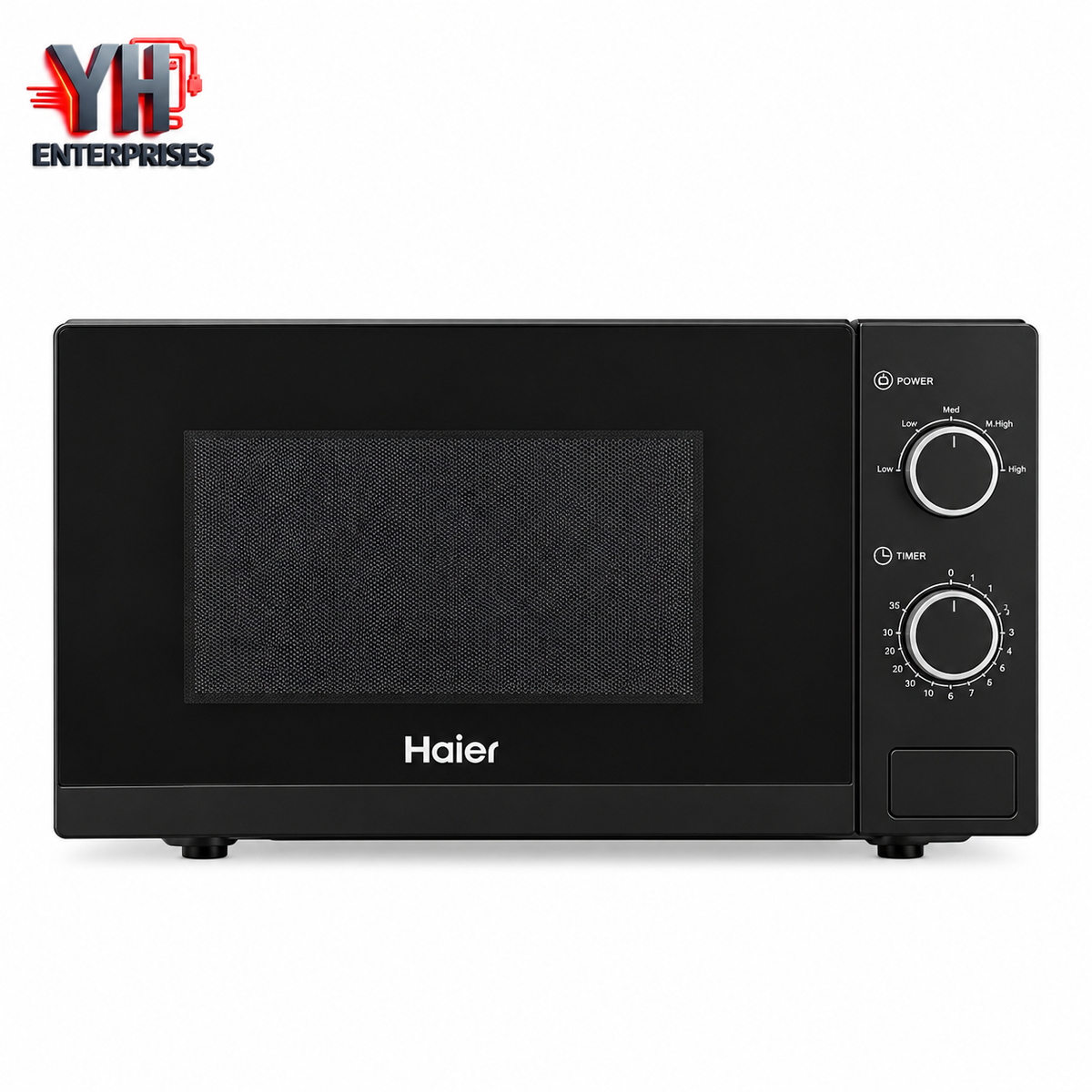 Haier HMW-20MX12 20L Black Solo Microwave Oven with 700W Power, Five Power Levels, Mechanical Controls and Speed and Weight Defrost at Best Price in Karachi, Pakistan | YH Enterprises
