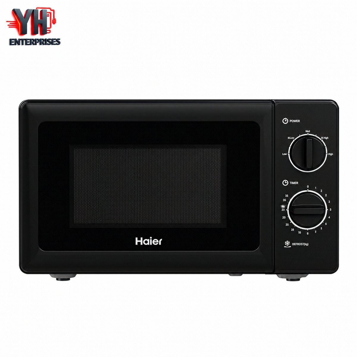 Haier HMW-20MXP3 20L Black Solo Microwave Oven with 700W Power, Five Power Levels, Mechanical Controls and Speed and Weight Defrost at Best Price in Karachi, Pakistan | YH Enterprises