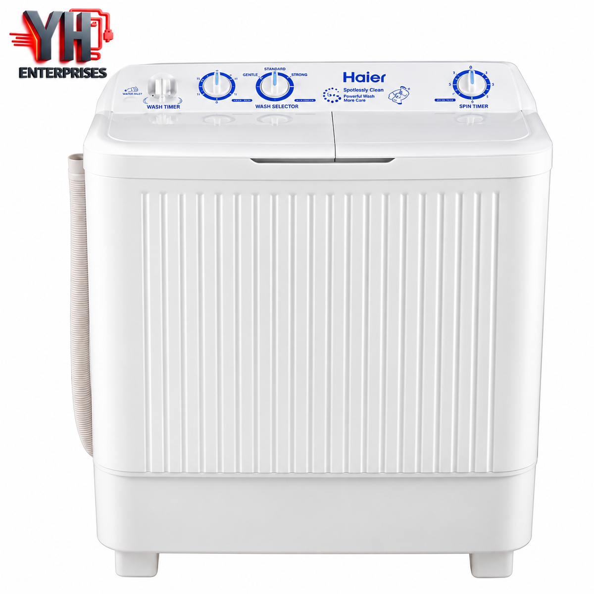 Haier HWM 75-AS 7.5Kg White Twin Tub Washing Machine with Copper Motor, Lint Filter and 850 RPM Spin Speed | Best Price in Karachi, Pakistan | YH Enterprises
