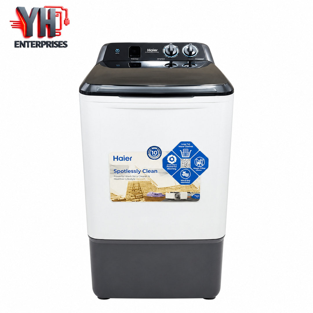 Haier HWM 80-1217 Grey 8Kg Washing Machine with 99.99% Copper Motor, Virgin Plastic Cabinet and Standard & Strong Programs | Best Price in Karachi, Pakistan | YH Enterprises