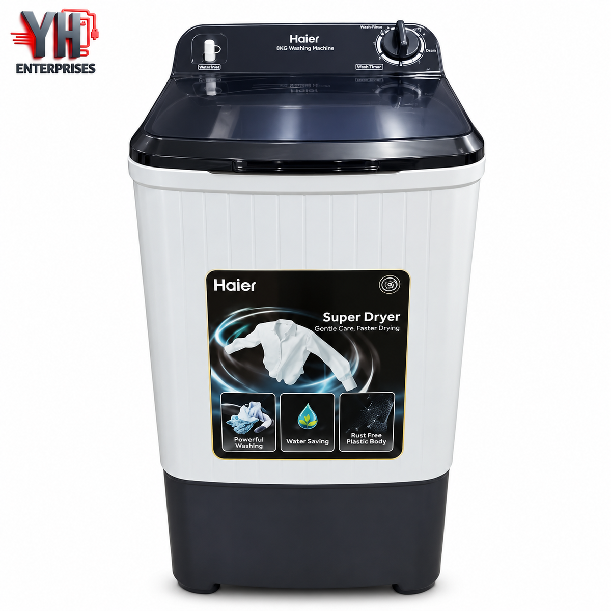 Haier HWM 80-60 8Kg Washing Machine with Copper Motor, Lint Filter, Virgin Plastic Body and Standard & Strong Programs | Best Price in Karachi, Pakistan | YH Enterprises
