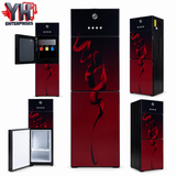 PEL 425 Maroon Blaze Glass Door Water Dispenser with 3 Taps, Built-in 18-Litre Mini Refrigerator and Hot, Normal and Cold Water Options in Pakistan | YH Enterprises