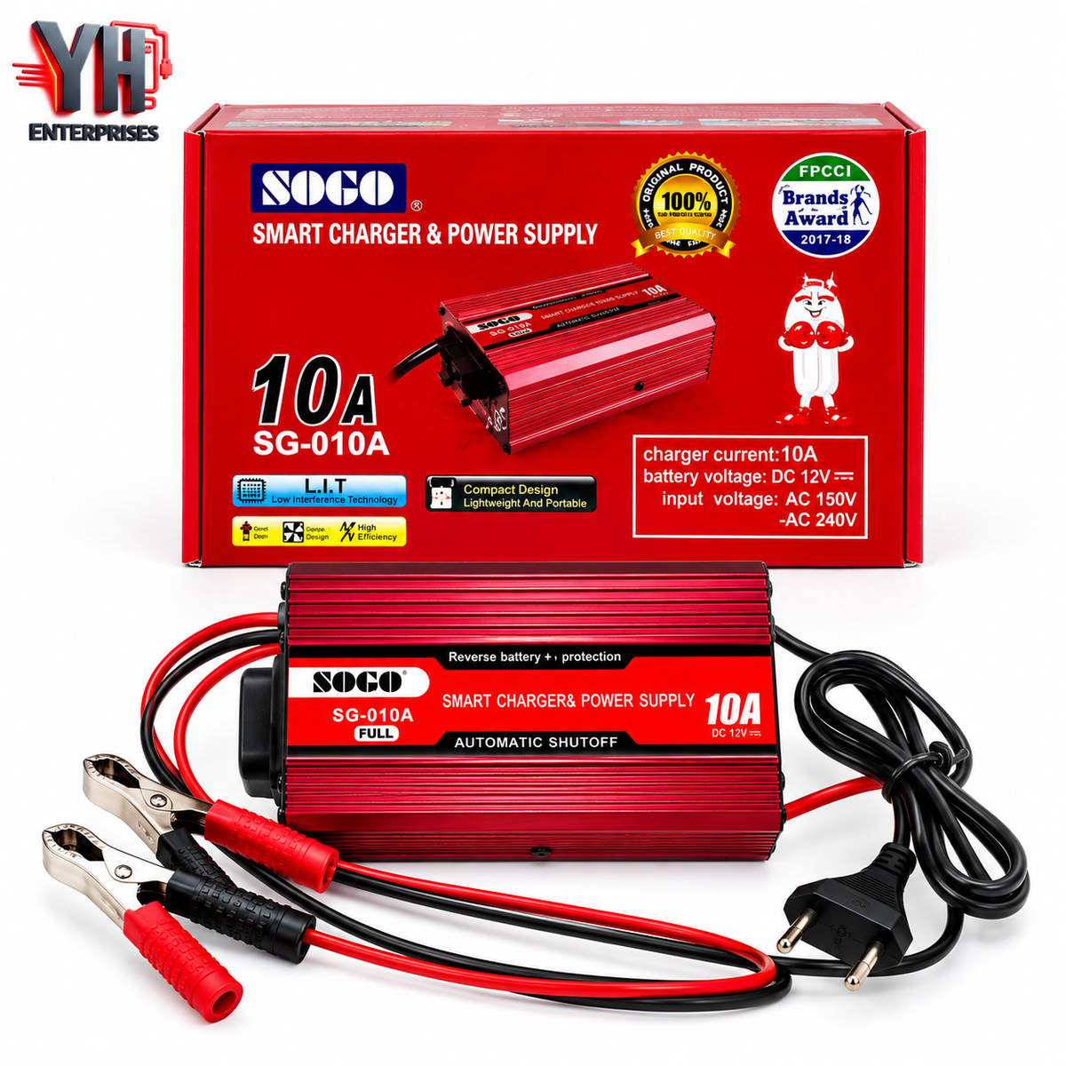 Sogo 10 Ampere Battery Charger for Compatible 12V Batteries in Pakistan | YH Enterprises