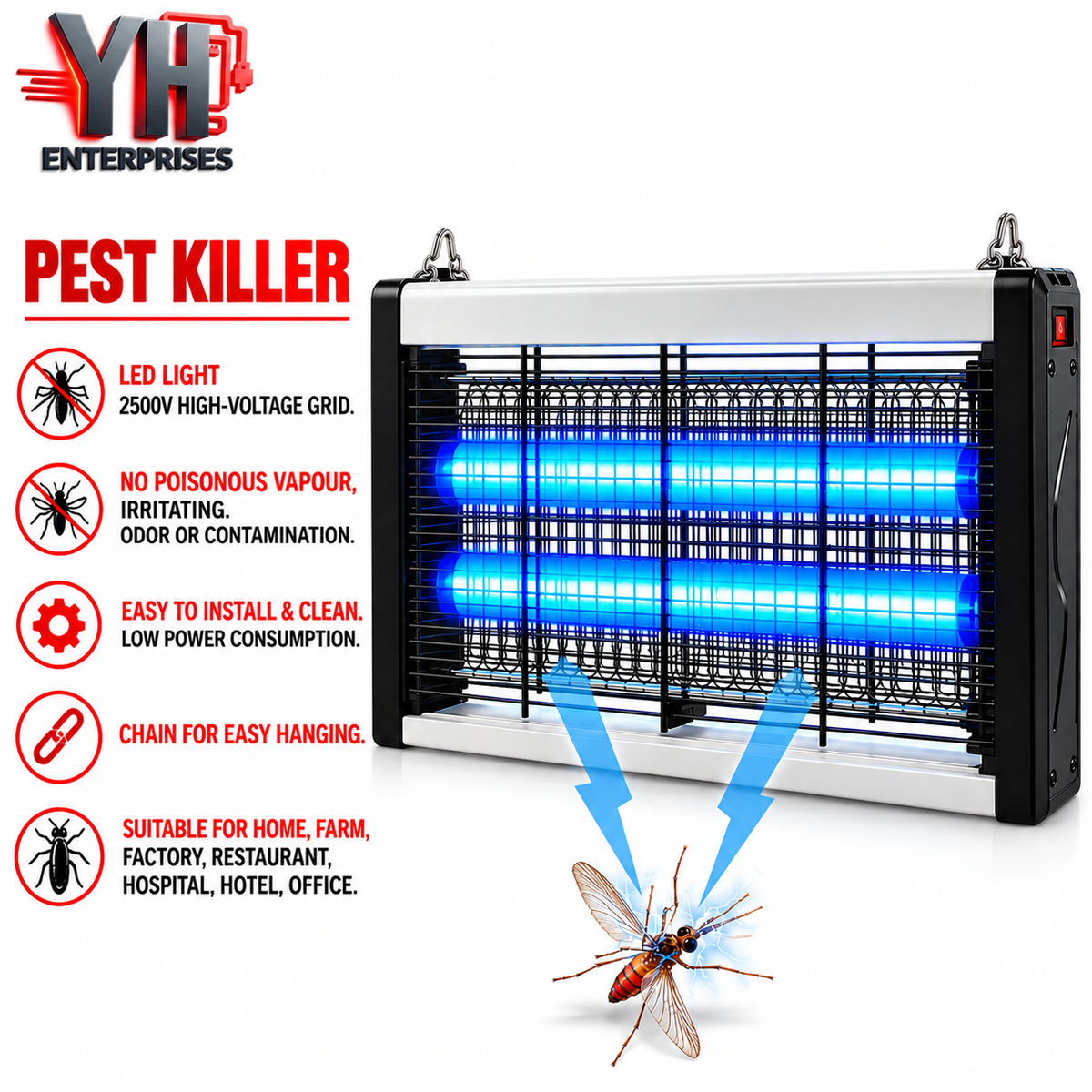 Sogo JPN-1120 4W Electric Pest Killer with Two 2W LED Tubes and 2500V High-Voltage Grid in Pakistan | YH Enterprises