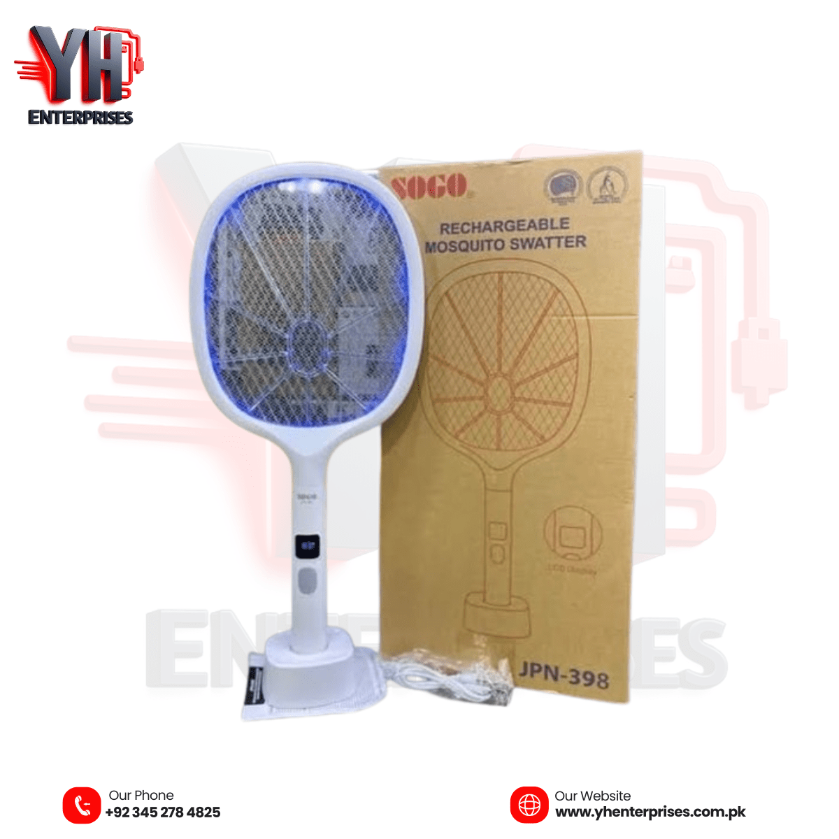 Sogo JPN-398 Rechargeable Electric Mosquito Killer Racket with LED Display - yhenterprises