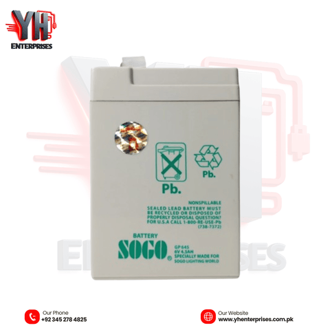 SOGO JPN-750 Rechargeable Dry Battery 6V 4.5Ah Reliable Backup Power for Everyday Devices - yhenterprises