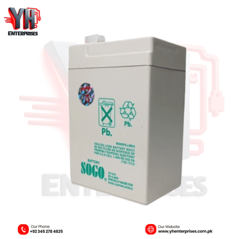 SOGO JPN-750 Rechargeable Dry Battery 6V 4.5Ah Reliable Backup Power for Everyday Devices - yhenterprises