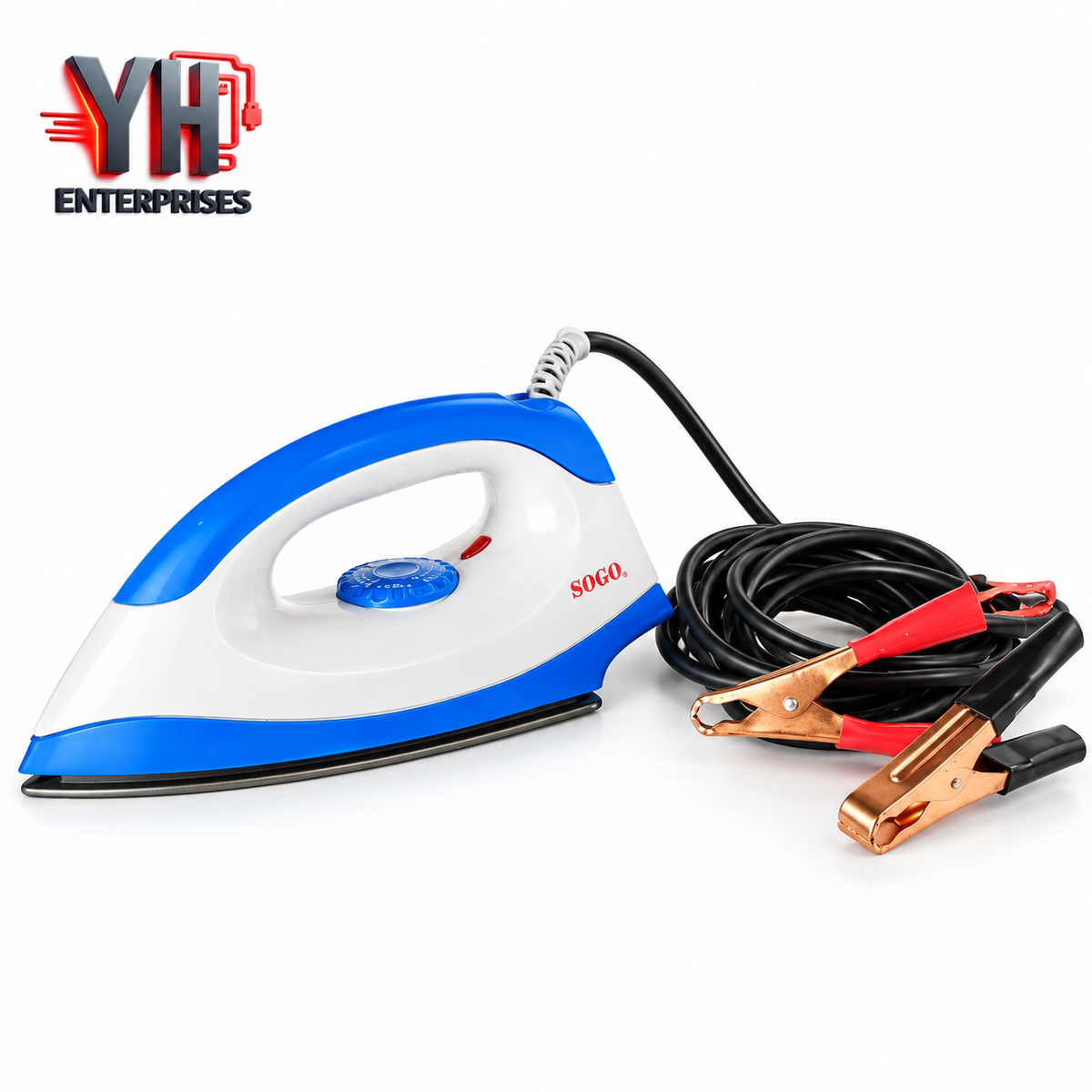 Sogo JPN-S300 12V DC Solar Electric Iron in White and Black with Quick Heating and Overheating Protection in Pakistan | YH Enterprises