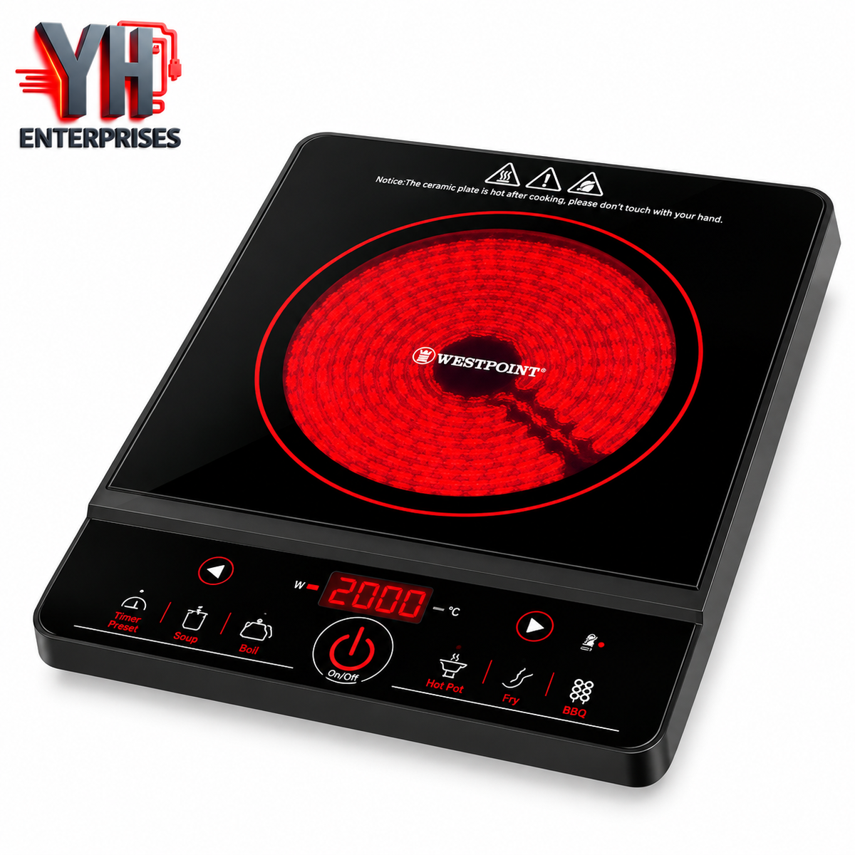 Westpoint WF-142 Deluxe Ceramic Cooker 2000W Infrared with Auto Shut-Off & Child Lock in Pakistan | YH Enterprises