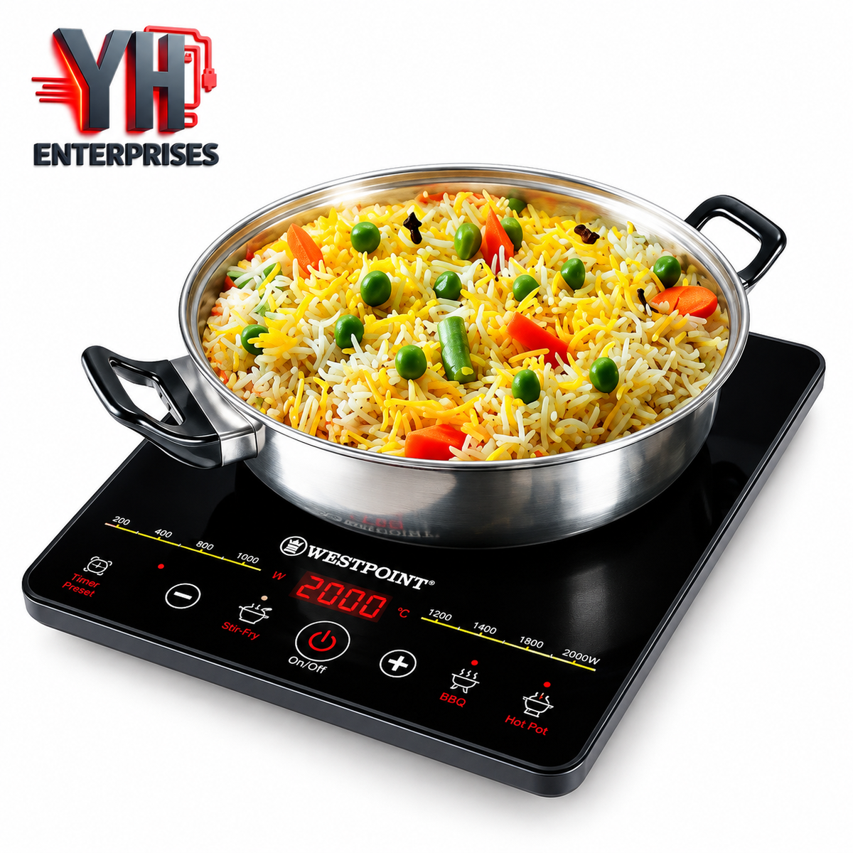 Westpoint WF-143 Deluxe Induction Cooker 2000W with Ceramic Glass Top & 8 Cooking Functions in Pakistan | YH Enterprises