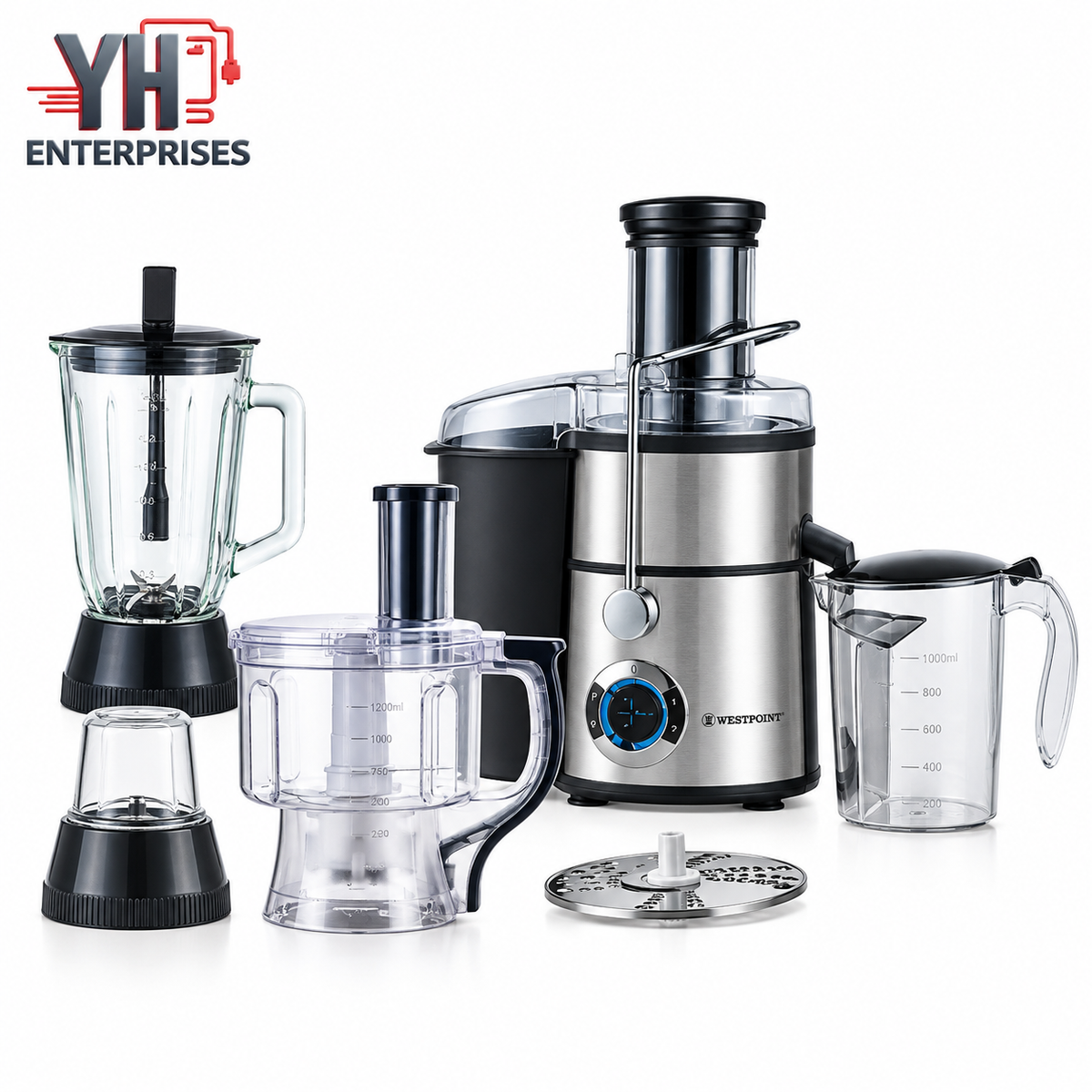 Westpoint WF-1860 Professional Kitchen Chef Stainless Steel with Ice Crushing & Pulse Function in Pakistan | YH Enterprises