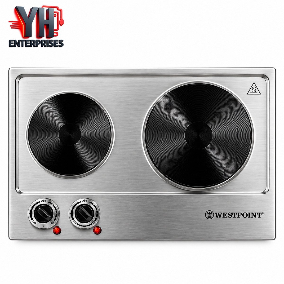 Westpoint WF-252 Professional Dual Hot Plate 2500W with 188mm & 155mm Cast Iron Plates in Pakistan | YH Enterprises