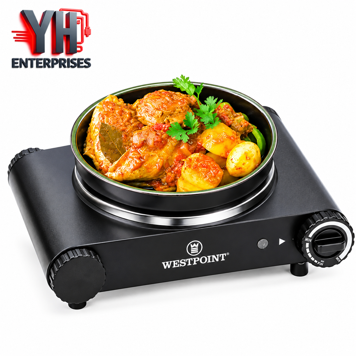 Westpoint WF-261 Deluxe Hot Plate 1000W with Adjustable Thermostat & Overheat Protection in Pakistan | YH Enterprises
