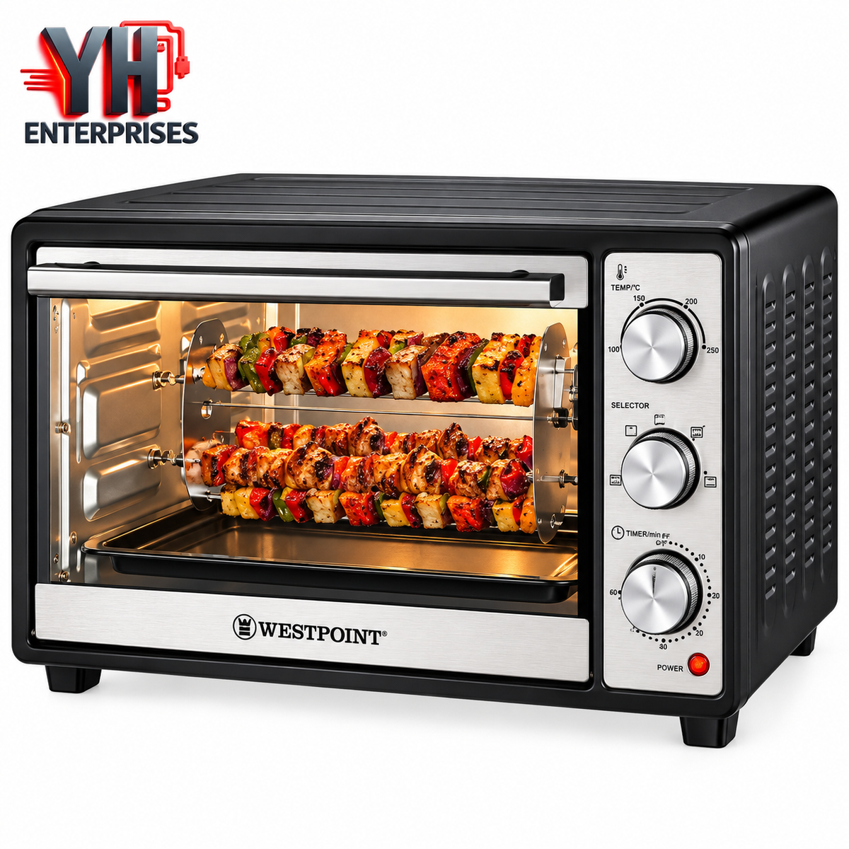 Westpoint WF-2610RK Deluxe Rotisserie Oven with Kebab Grill 1500W for Baking, Roasting & BBQ in Pakistan | YH Enterprises