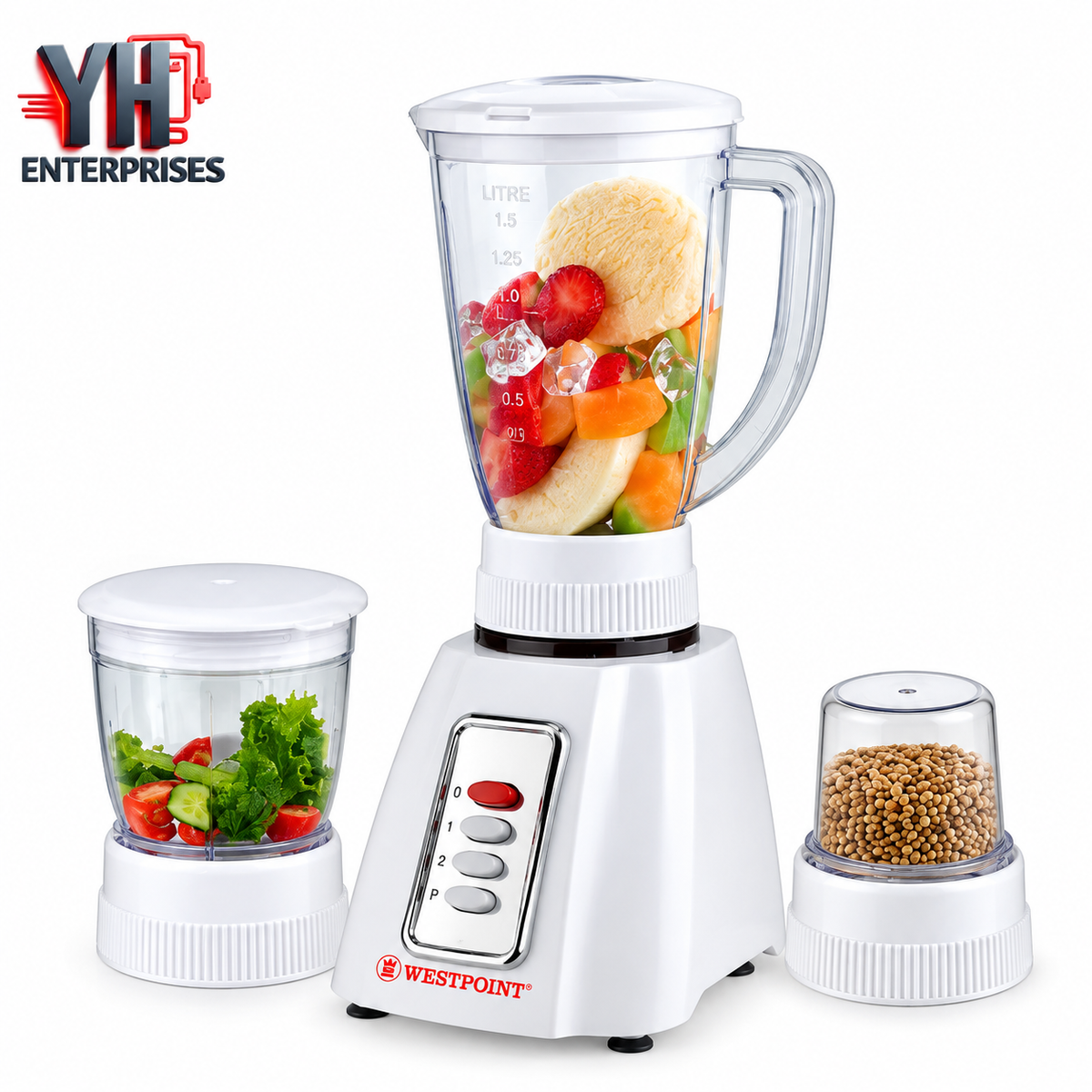 Westpoint WF-301 Deluxe Blender and Grinder 3 in 1 450W with Polycarbonate Jar in Pakistan | YH Enterprises