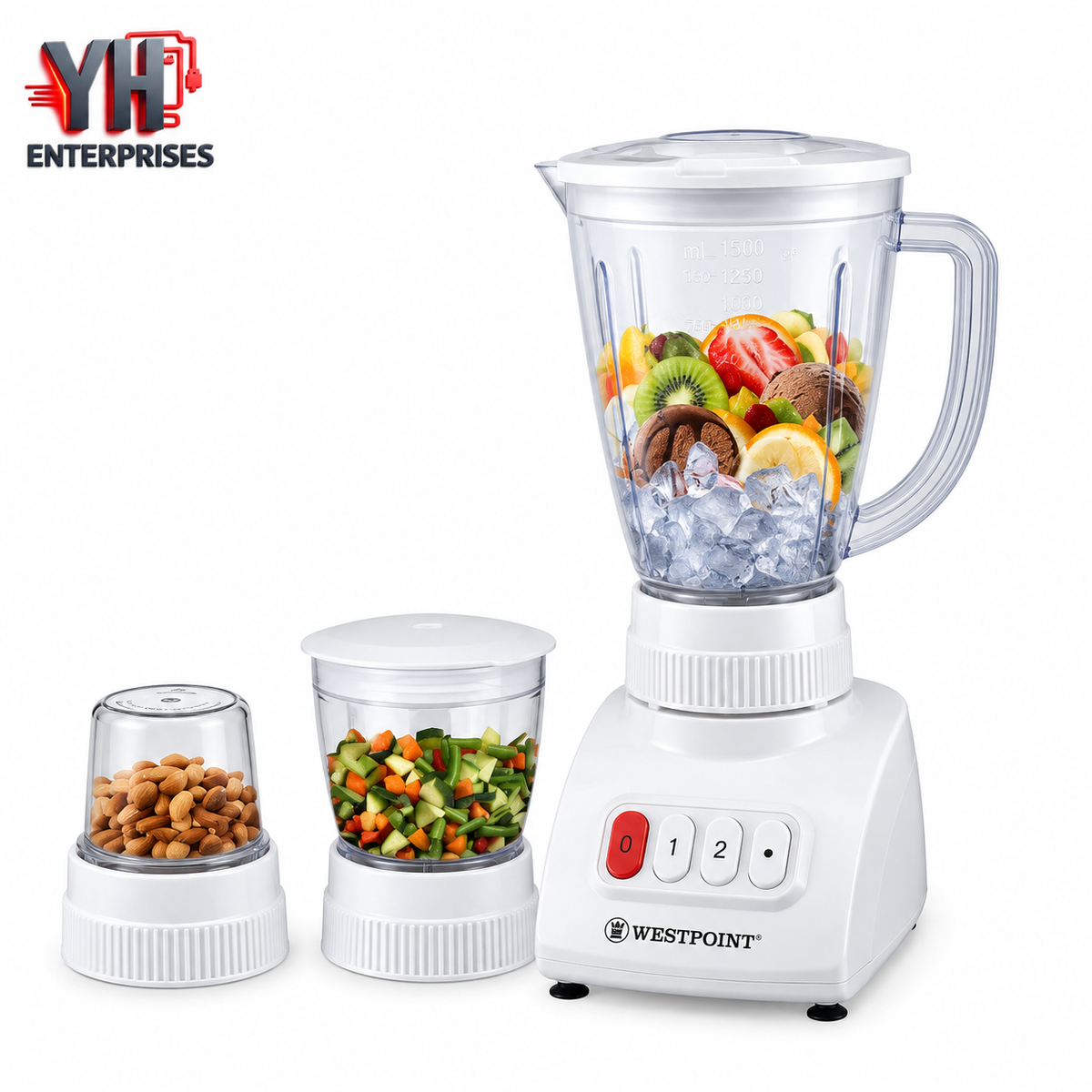 Westpoint WF-307 Deluxe Blender and Grinder 3 in 1 450W with Polycarbonate Jar in Pakistan | YH Enterprises