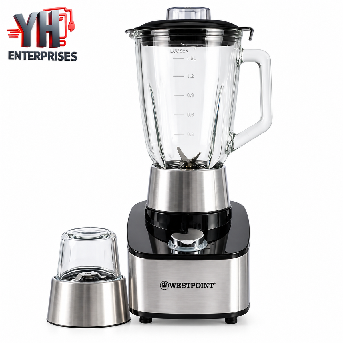 Westpoint WF-372 Professional Blender and Grinder 800W with 1.5L Glass Jar in Pakistan | YH Enterprises