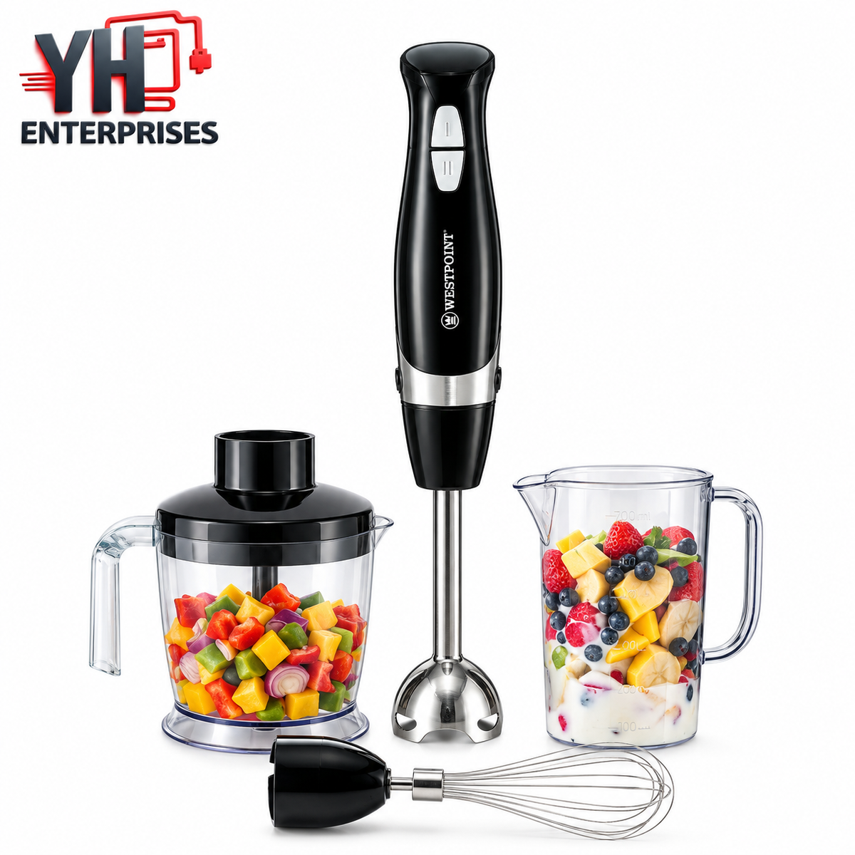 Westpoint WF-4201 Deluxe Hand Blender 3 in 1 600W with Titanium Gold Blades in Pakistan | YH Enterprises