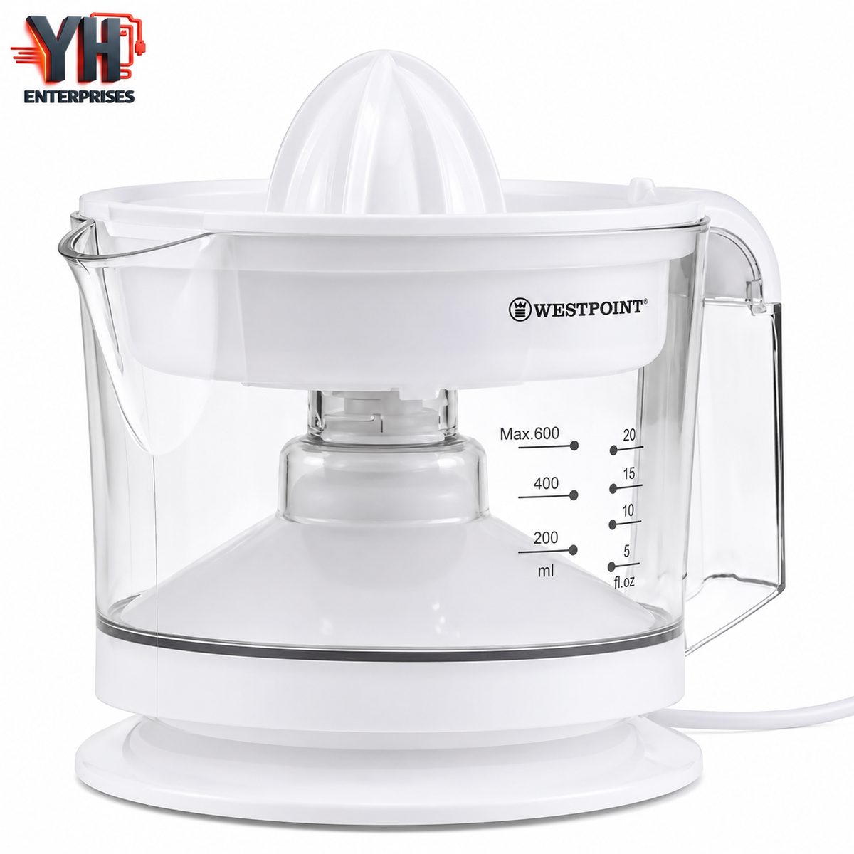 Westpoint WF-546 Deluxe Citrus Juicer 25W 600ml with Dual Cones & Adjustable Pulp Filter in Pakistan | YH Enterprises